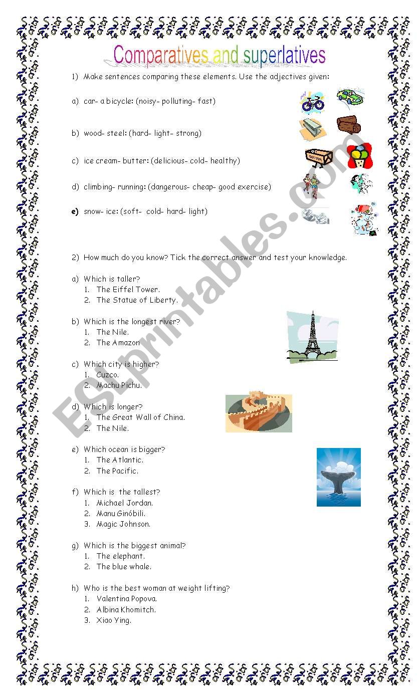 Comparatives and superlatives worksheet