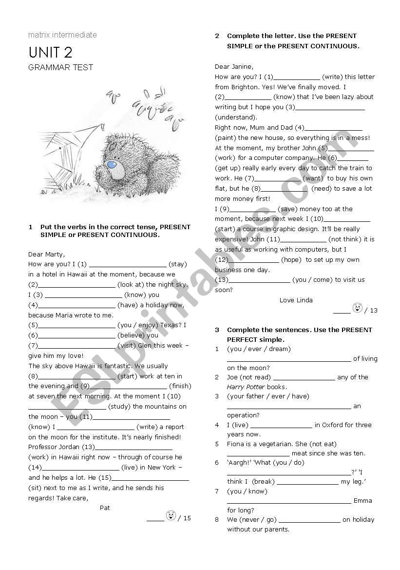 Grammar Exercises with Key worksheet