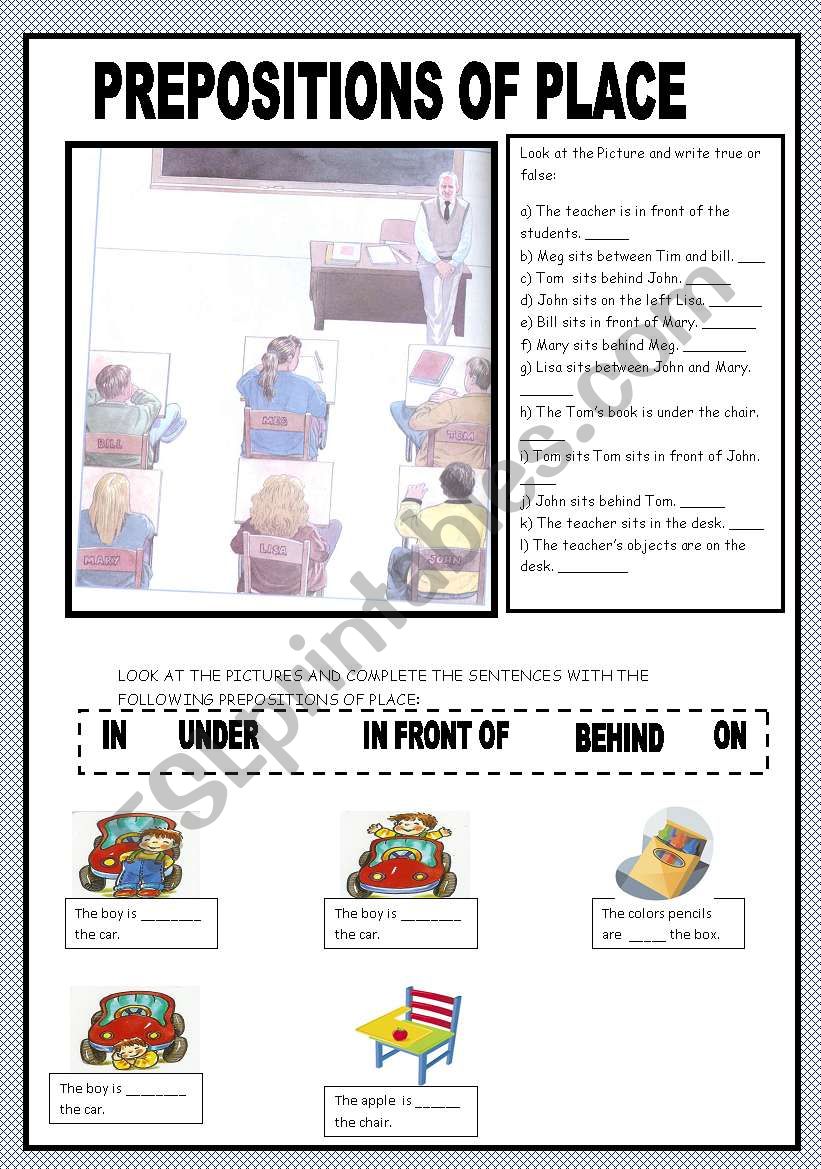 PREPOSITIONS OF PLACE worksheet