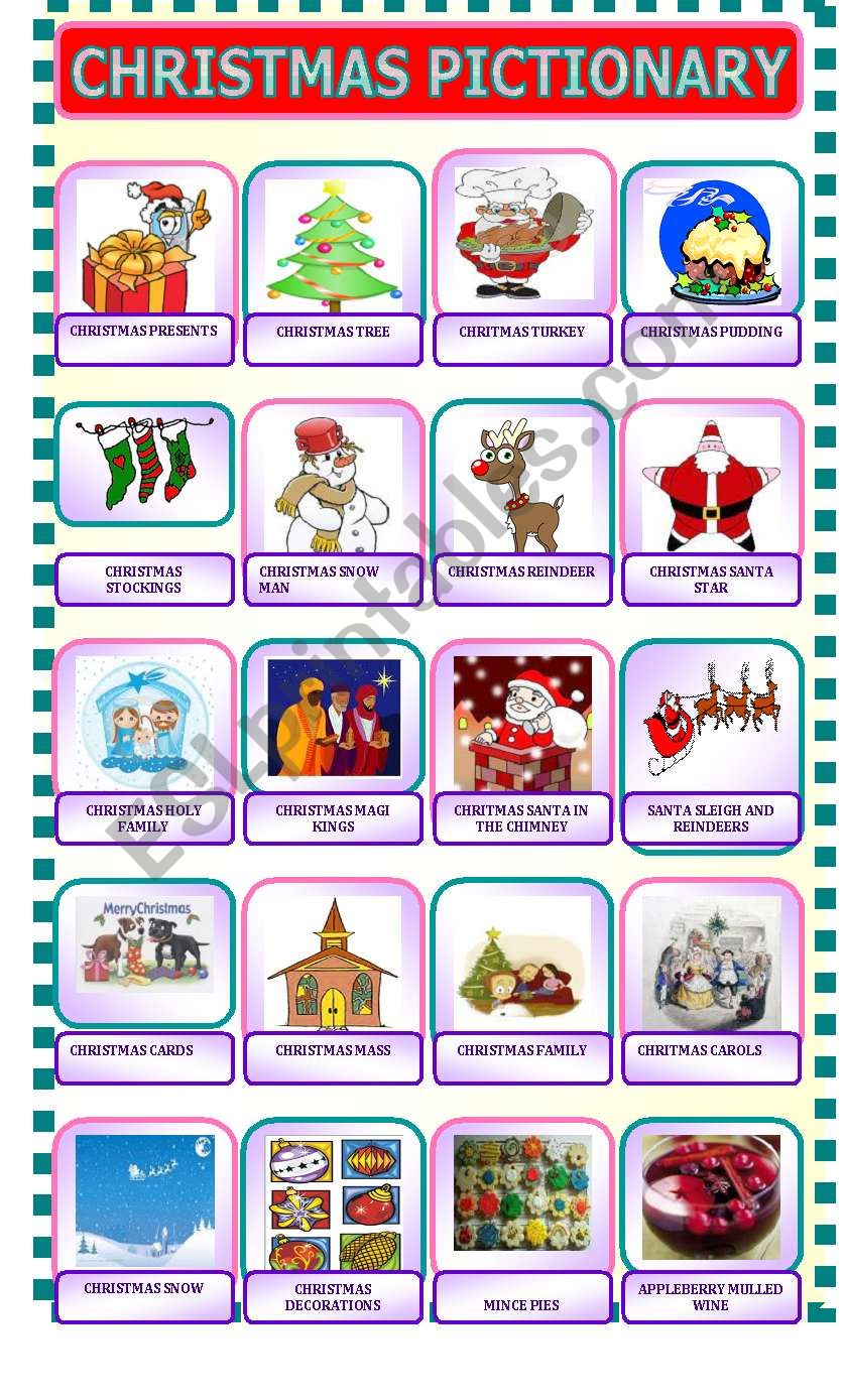 CHRISTMAS PICTIONARY worksheet