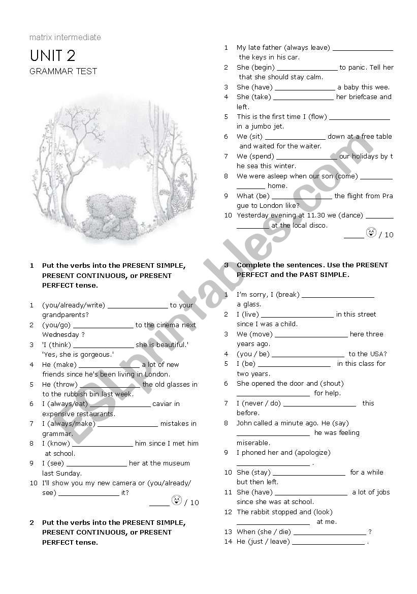 Grammar Exercises with key worksheet