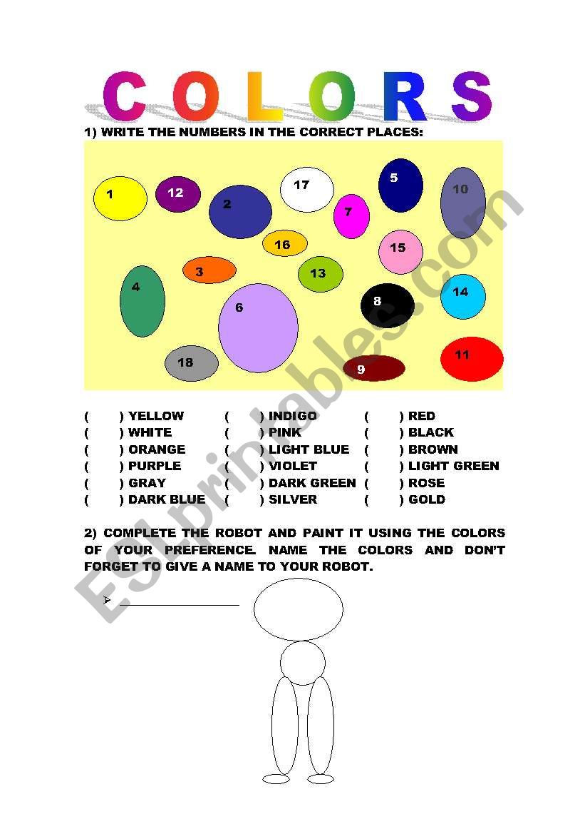 COLORS worksheet