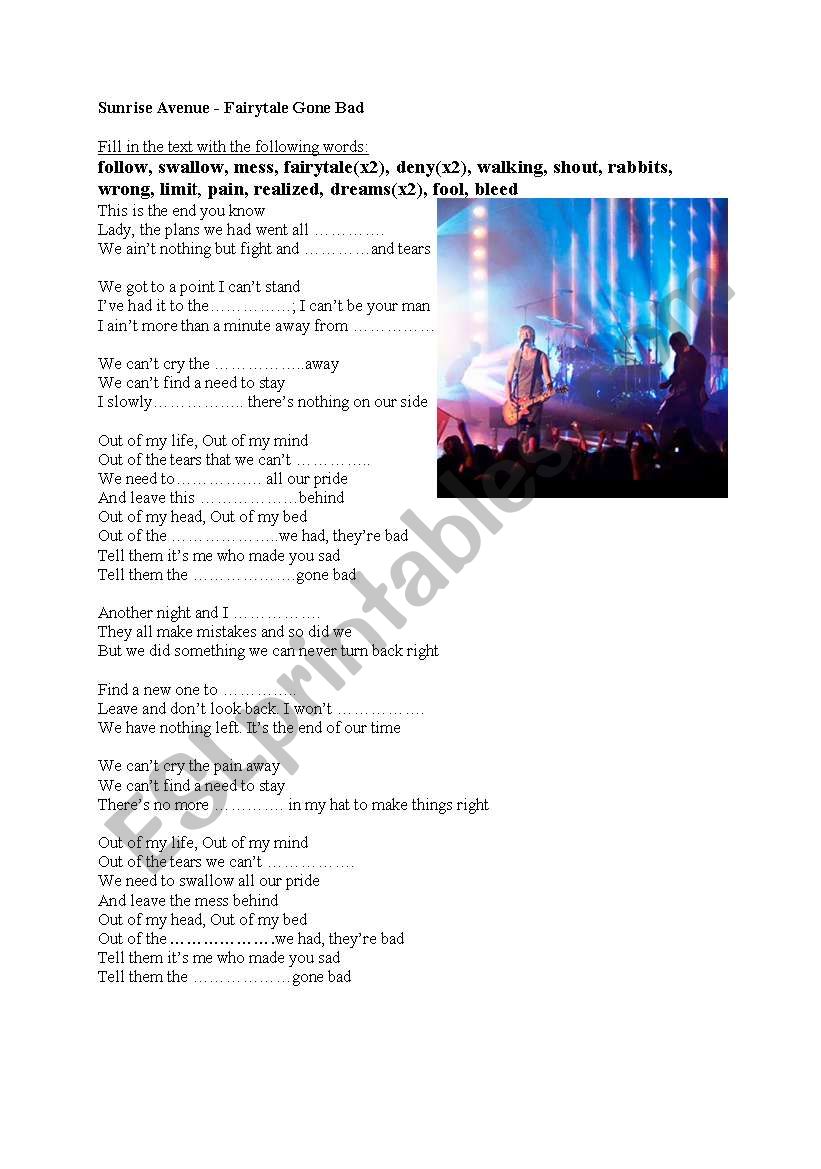 Sunrise Avenue - Fairytale Gone Bad
