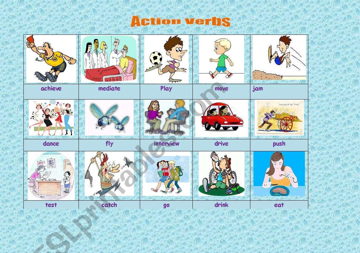 Action verbs worksheet