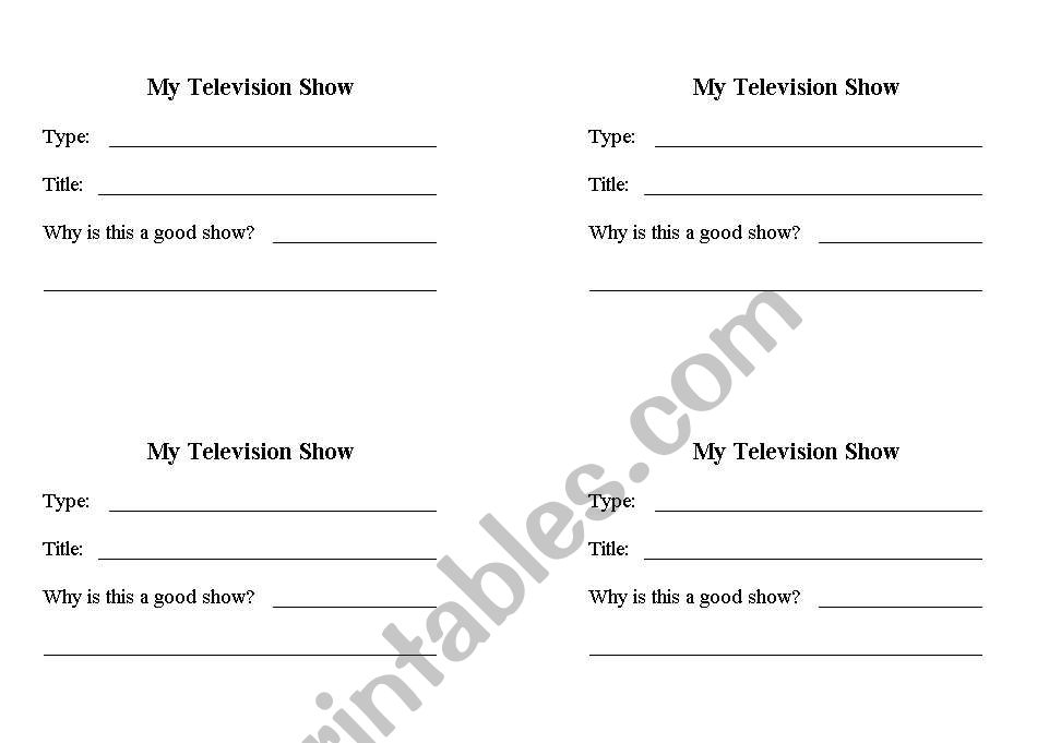 My TV show worksheet