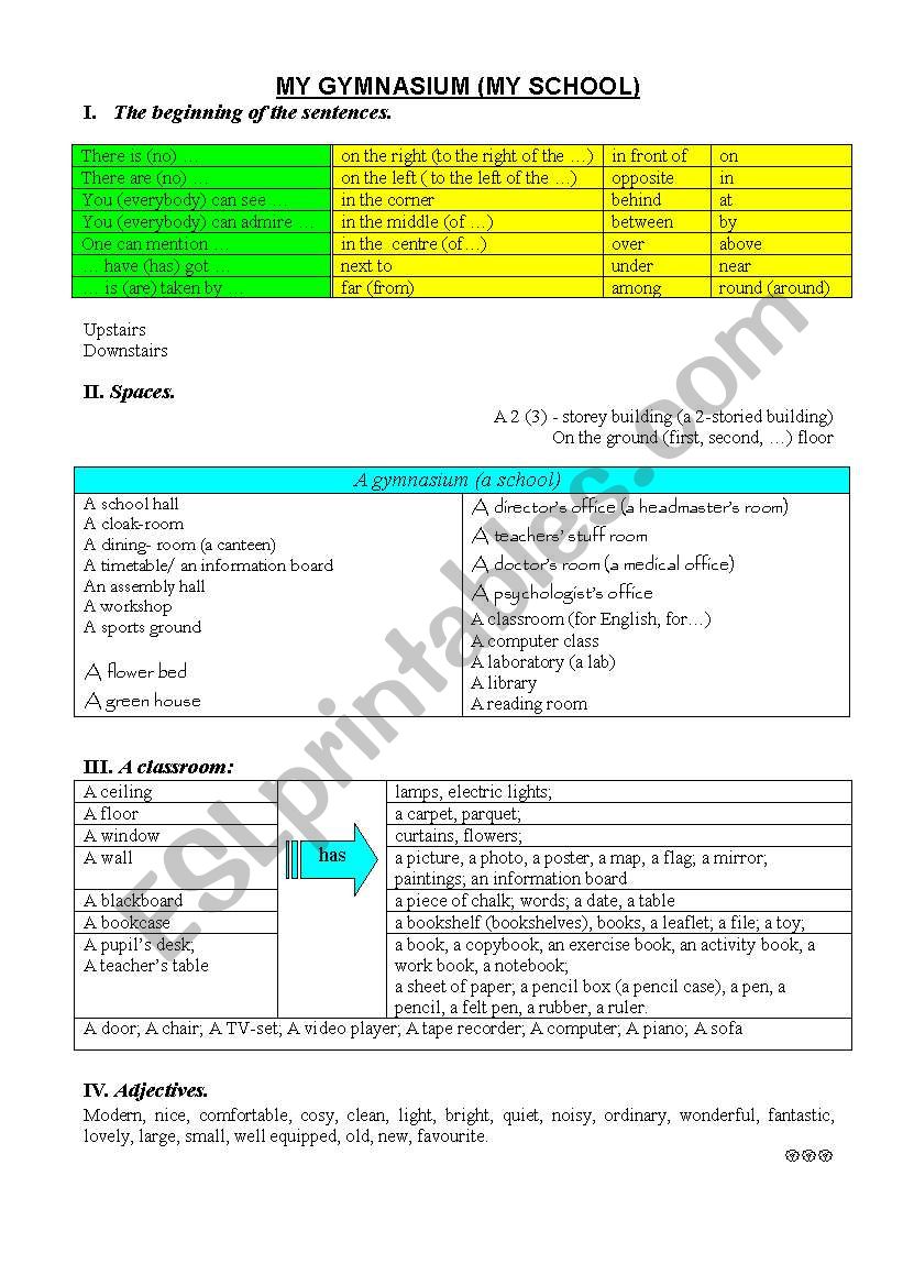 My gimnasium (My school) worksheet