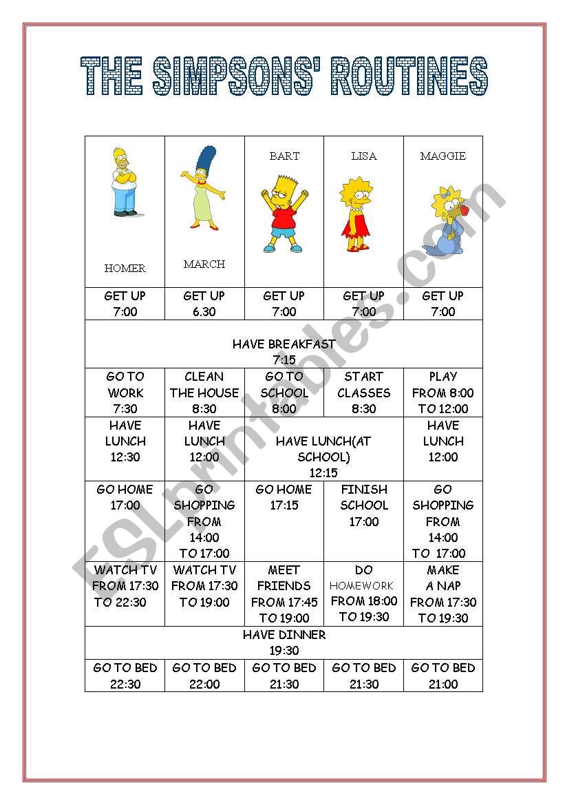 DAILY ROUTINES-  worksheet