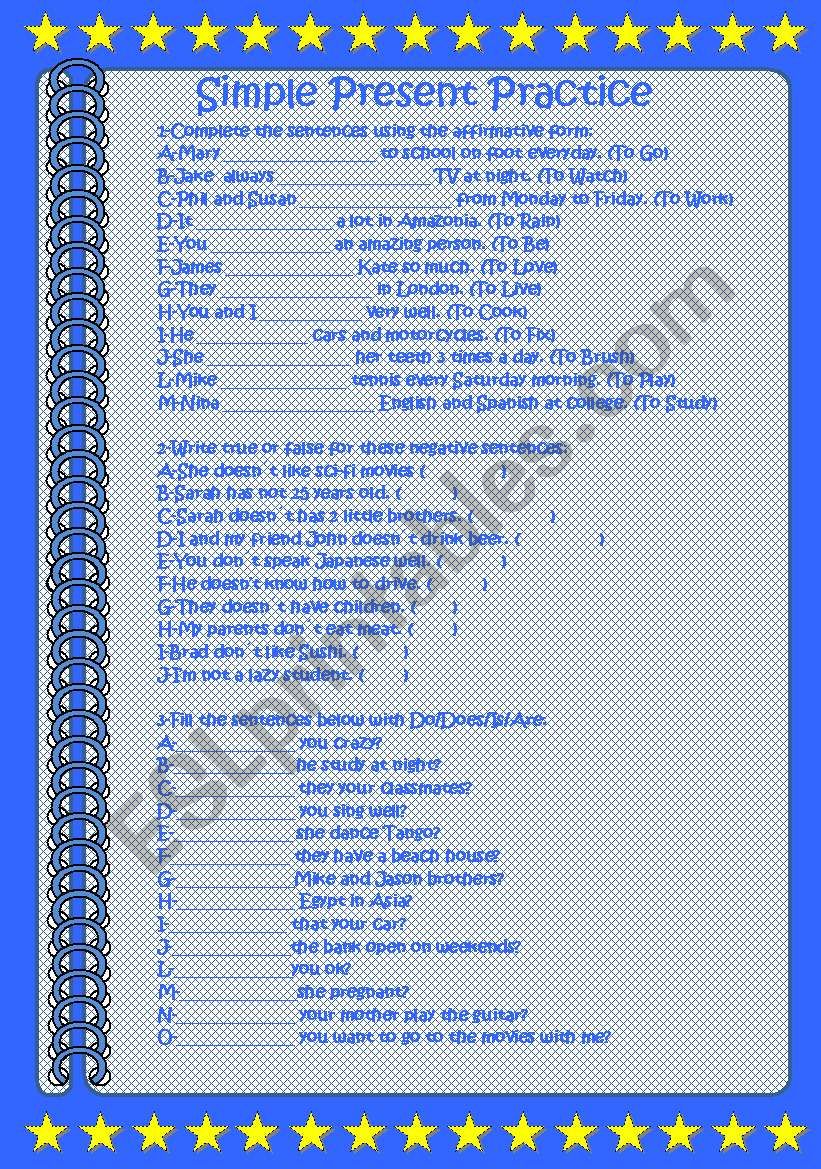 Simple Present Exercises worksheet