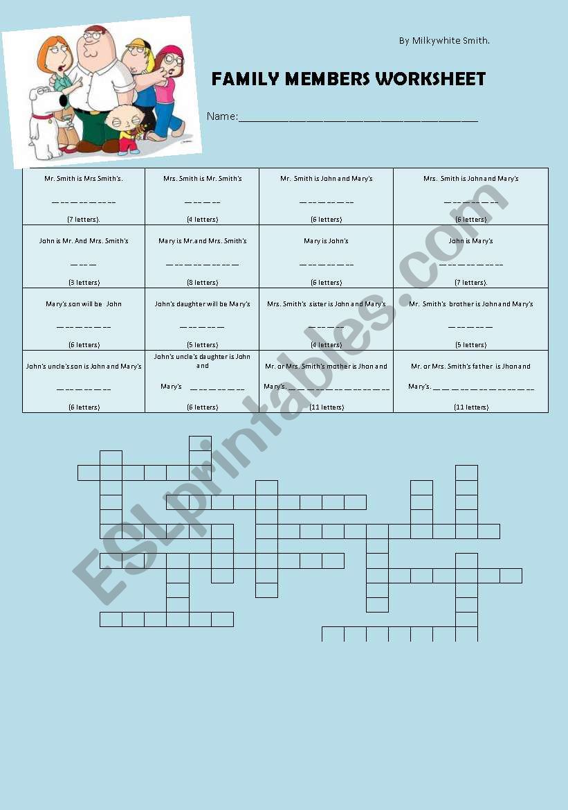 FAMILY MEMBERS worksheet