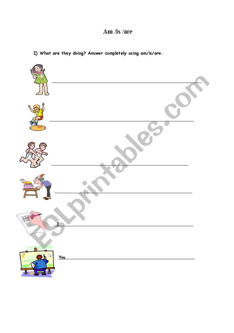 am is are worksheet