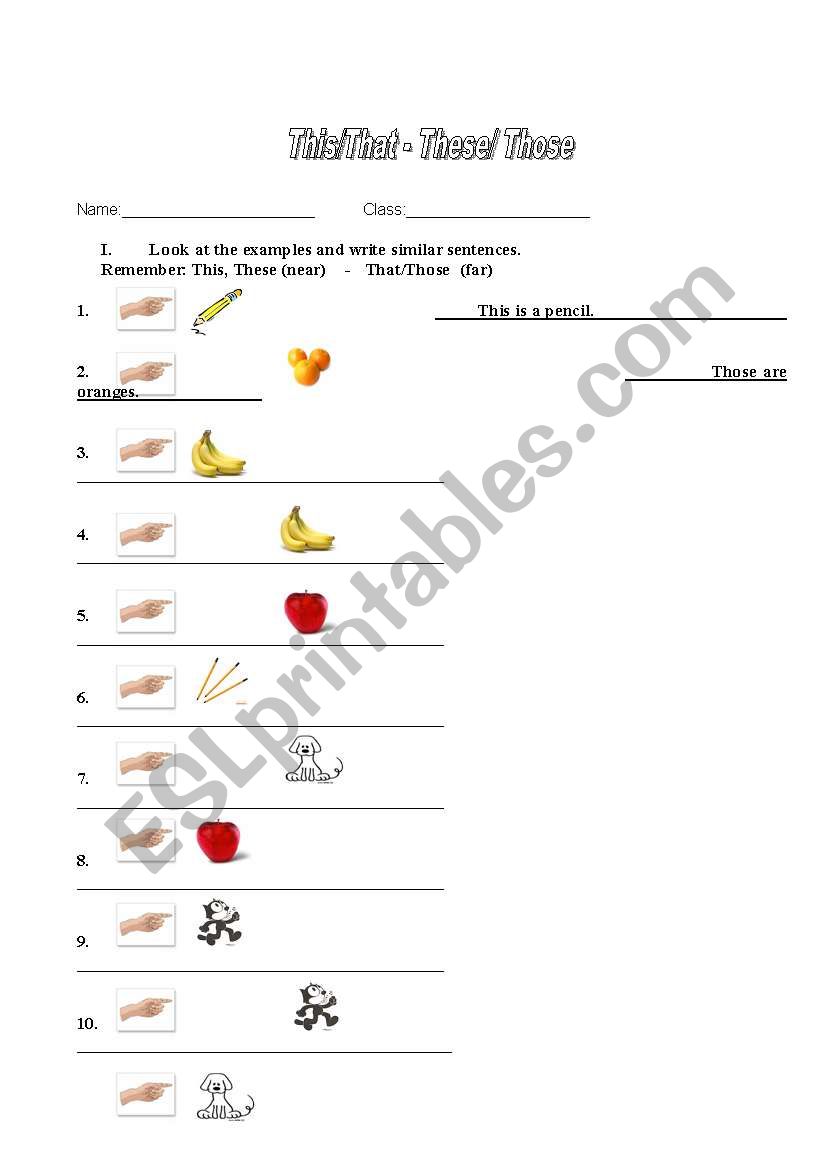 Demonstratives: This/That - These/ Those