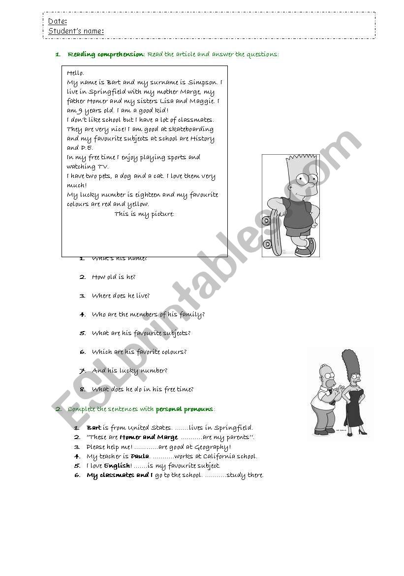 Simpson exercise worksheet