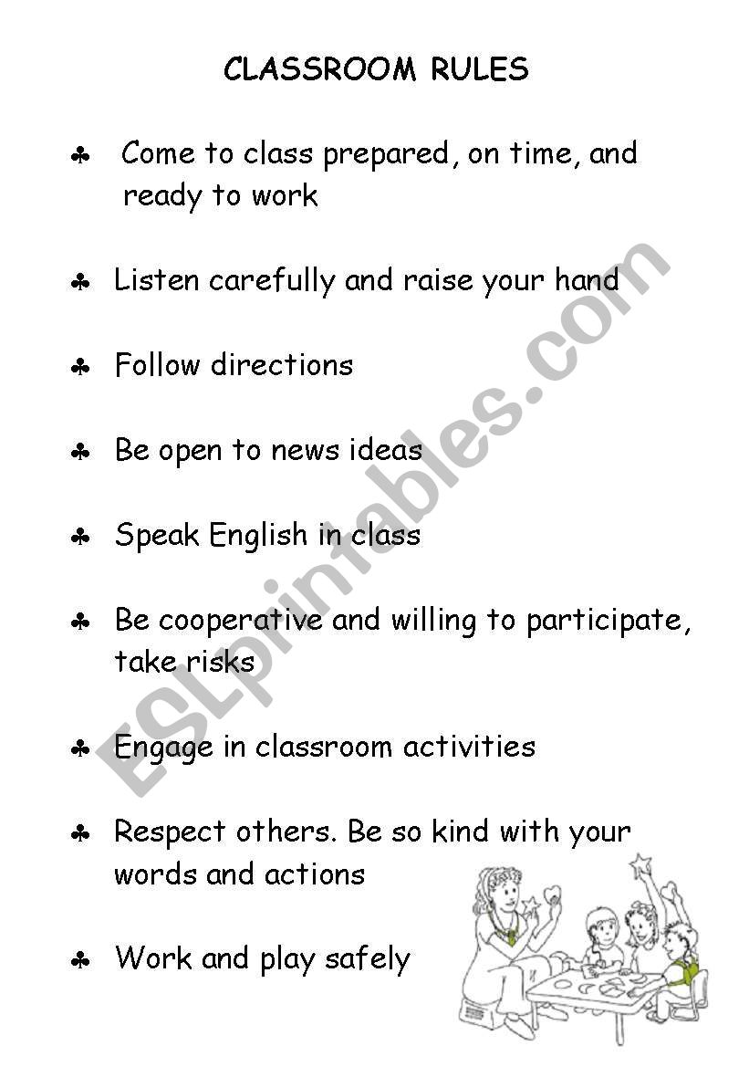 classroom rules worksheet