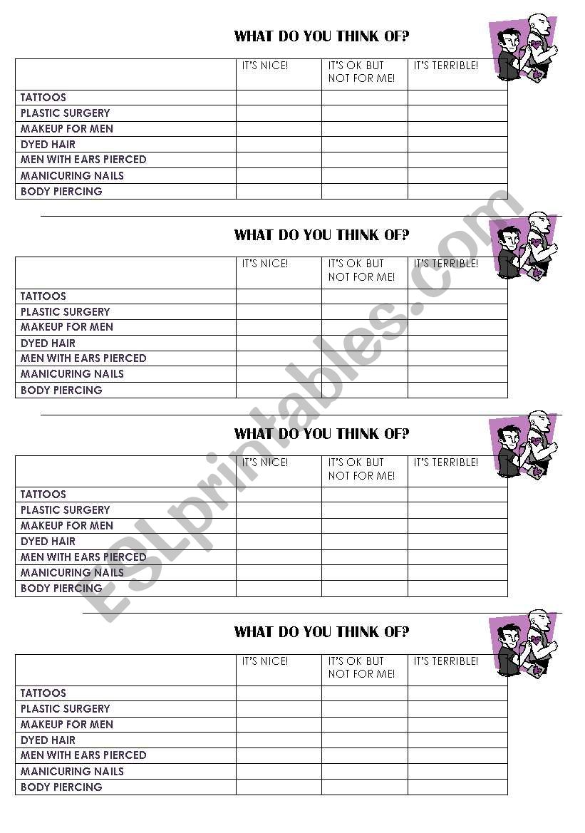 DISCUSSING APPEREANCE worksheet