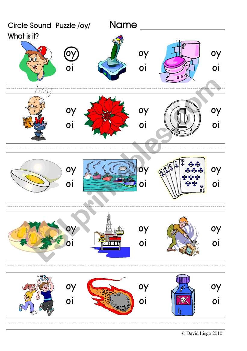 Circle Sound Puzzle 15: phonics the /oy/ sound