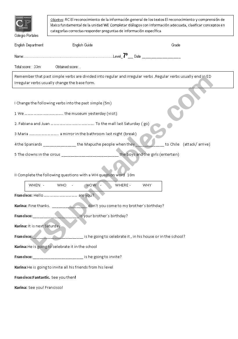 english guide worksheet