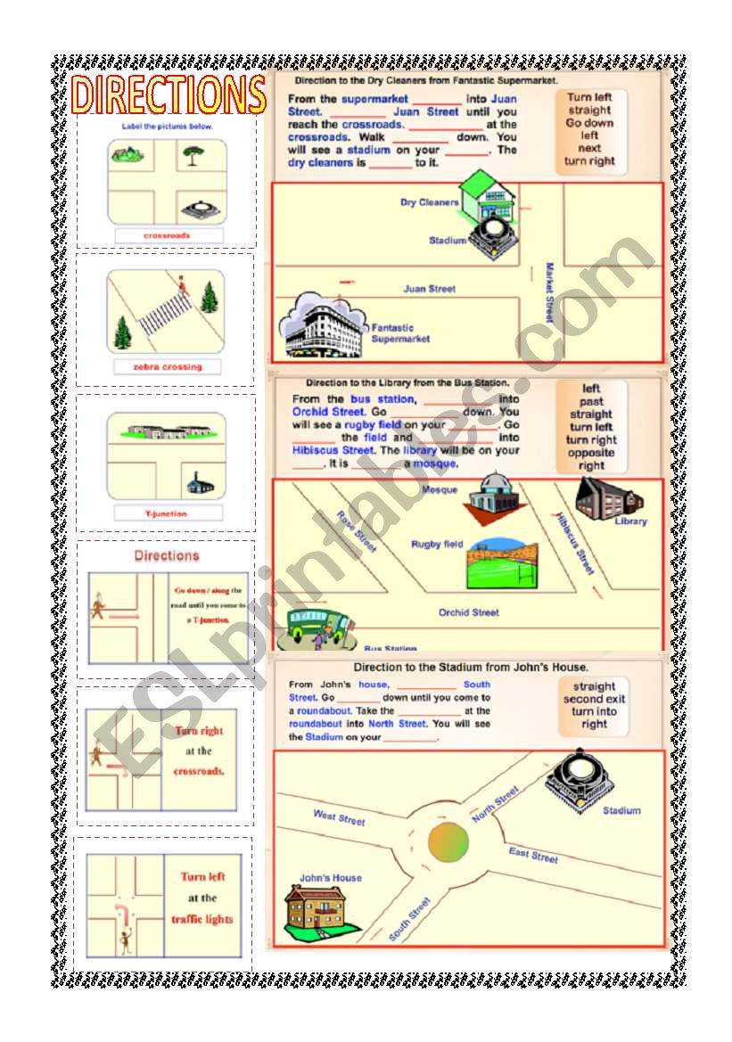 Directions with Answer key worksheet