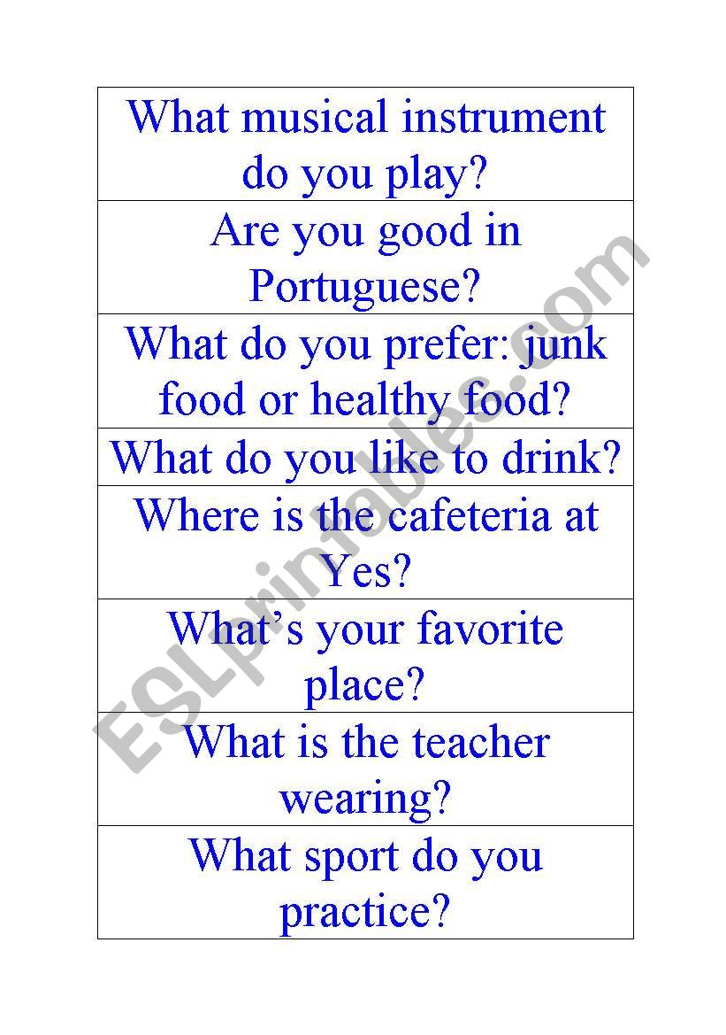 conversation worksheet