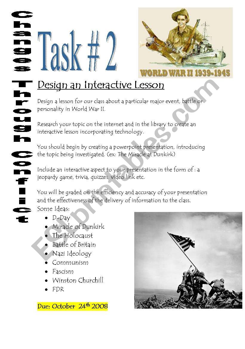 Design a World War 2 lesson worksheet