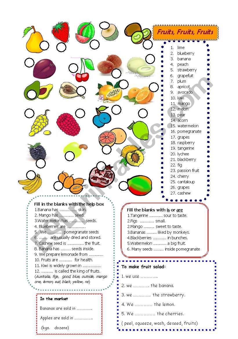 Fruits worksheet