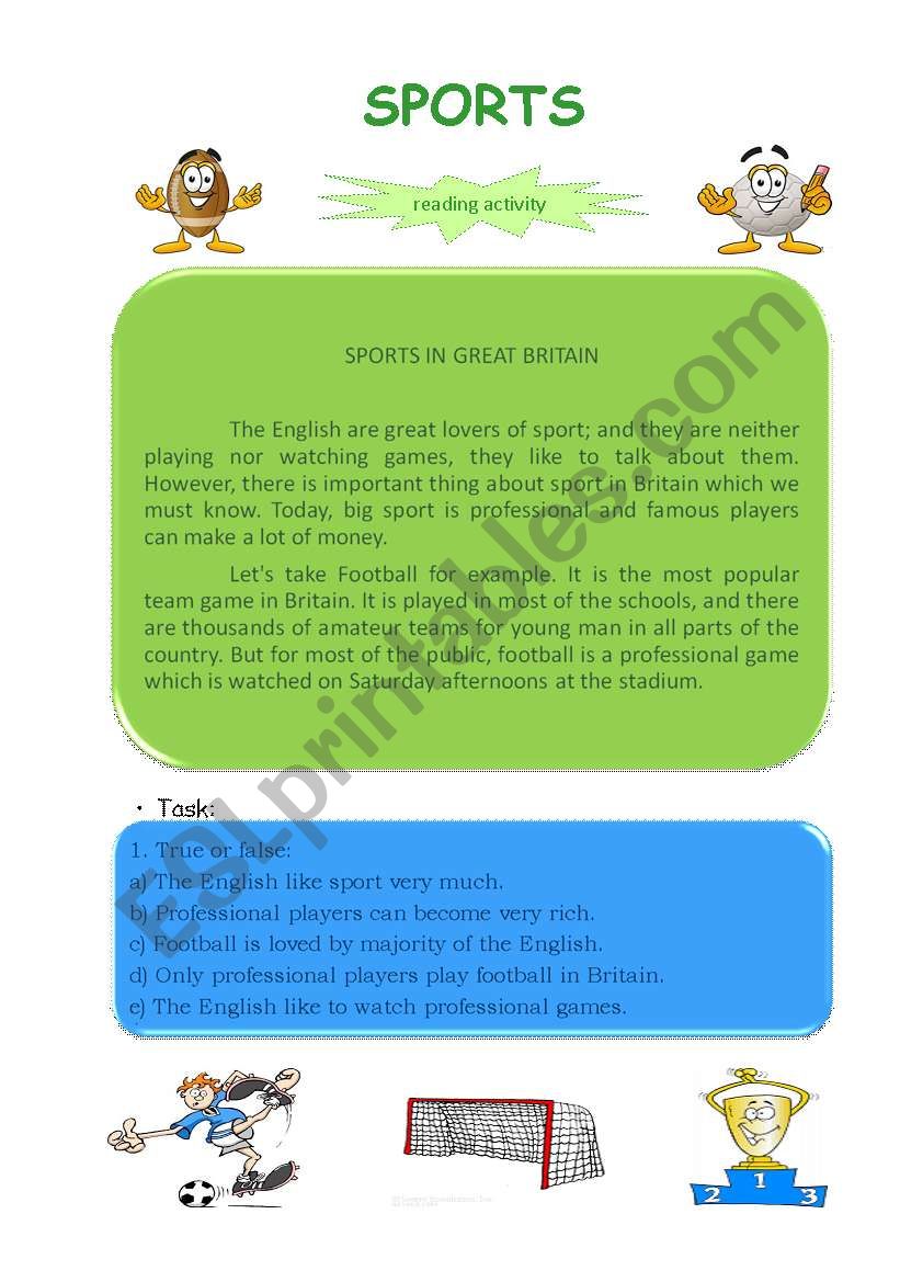 SPORTS IN GREAT BRITAIN worksheet