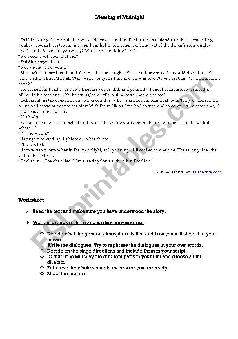 write a movie script worksheet