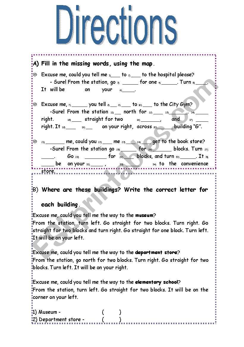 Directions  worksheet