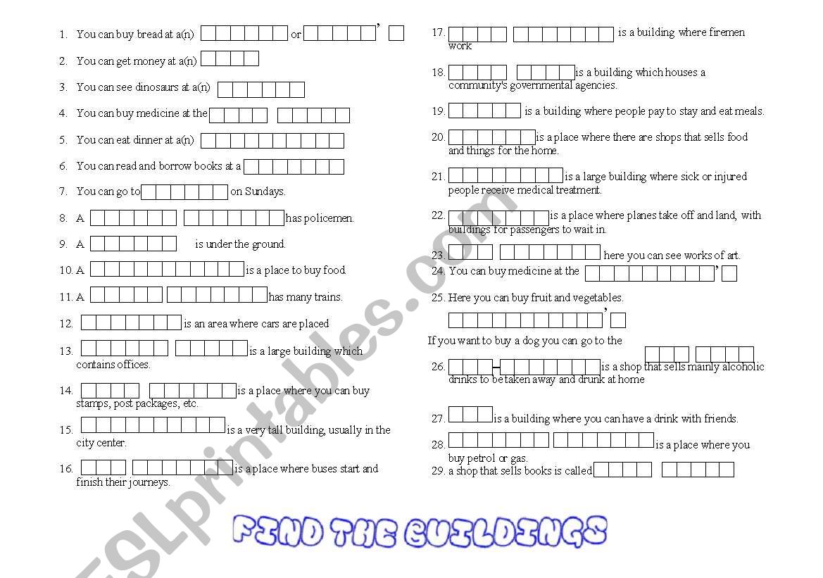 find the buildings worksheet