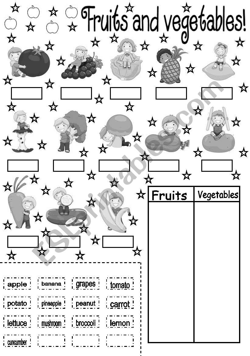 fruits and vegetables worksheet