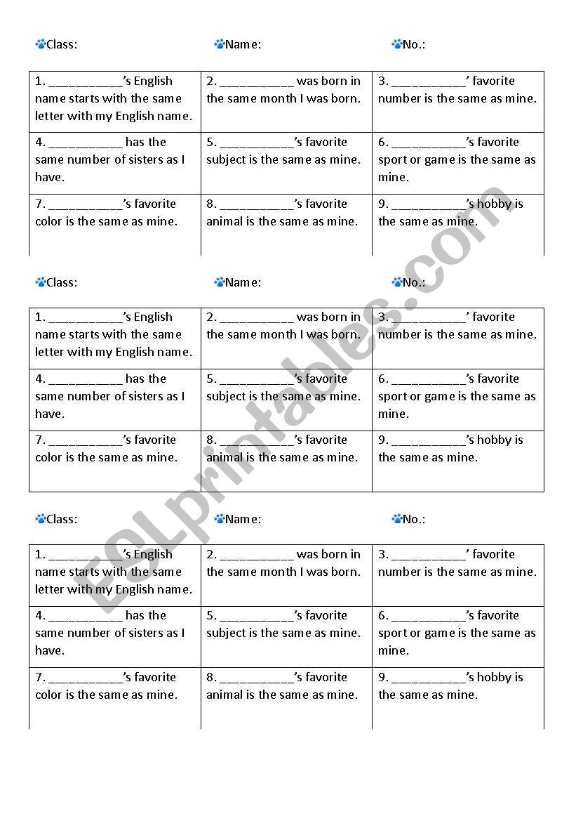 first class worksheet