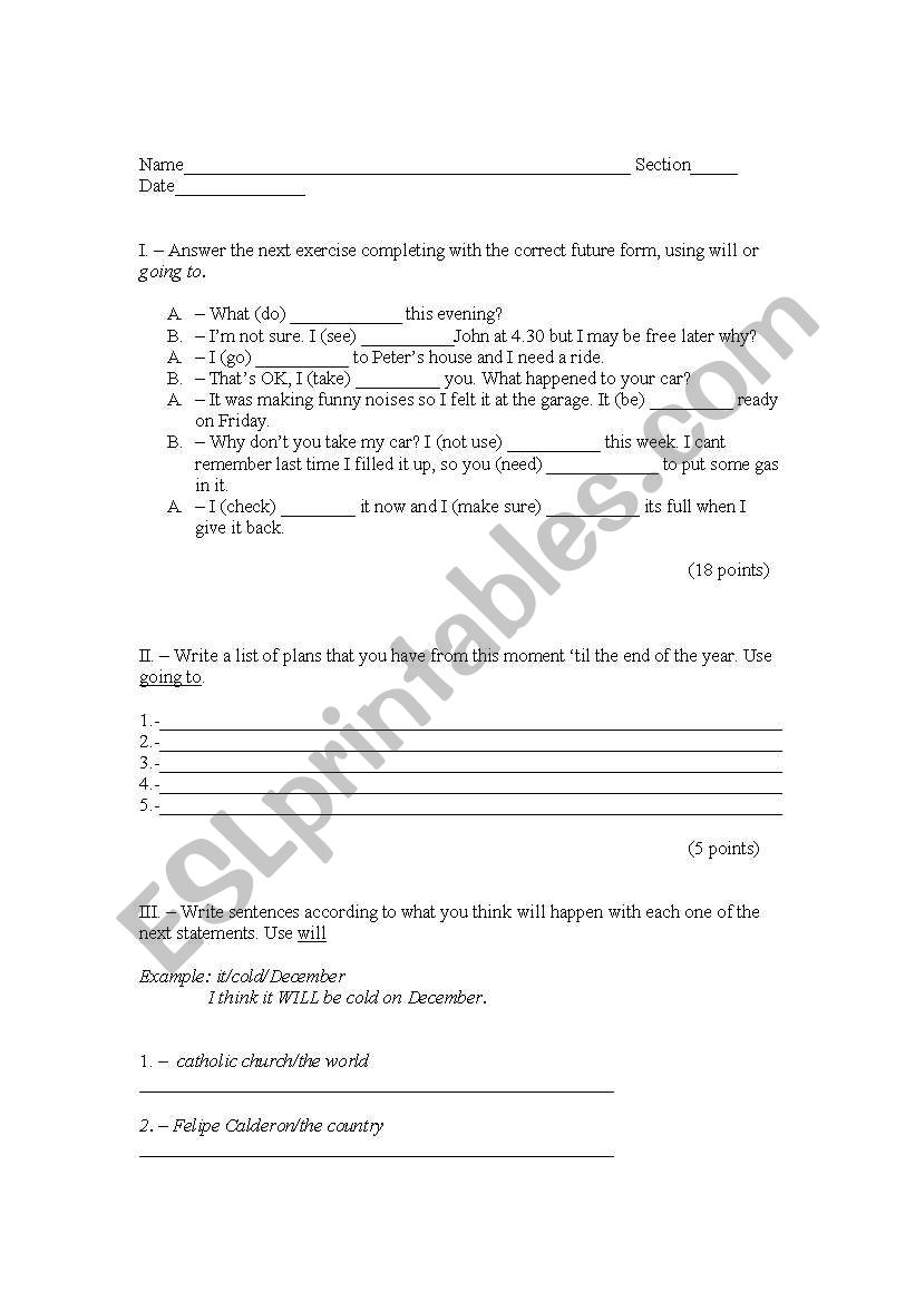 Test nivel 3 worksheet