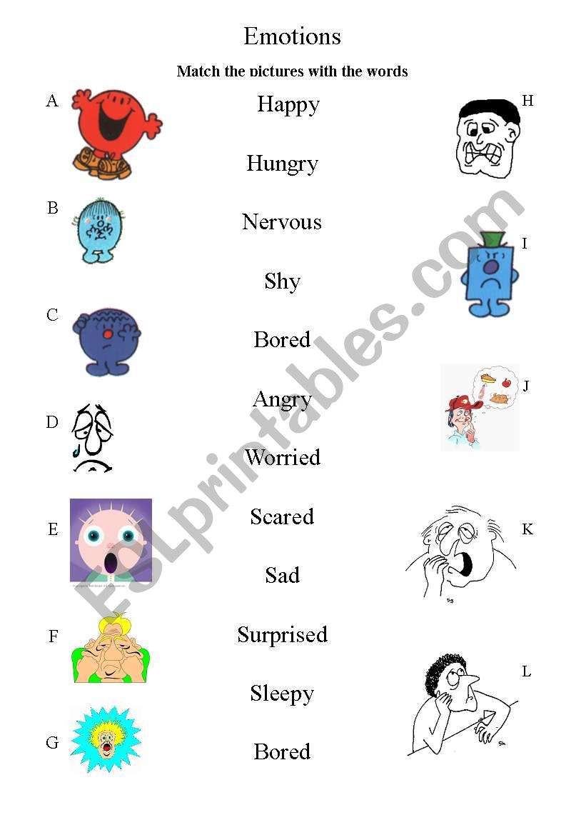 Emotions matching worksheet worksheet
