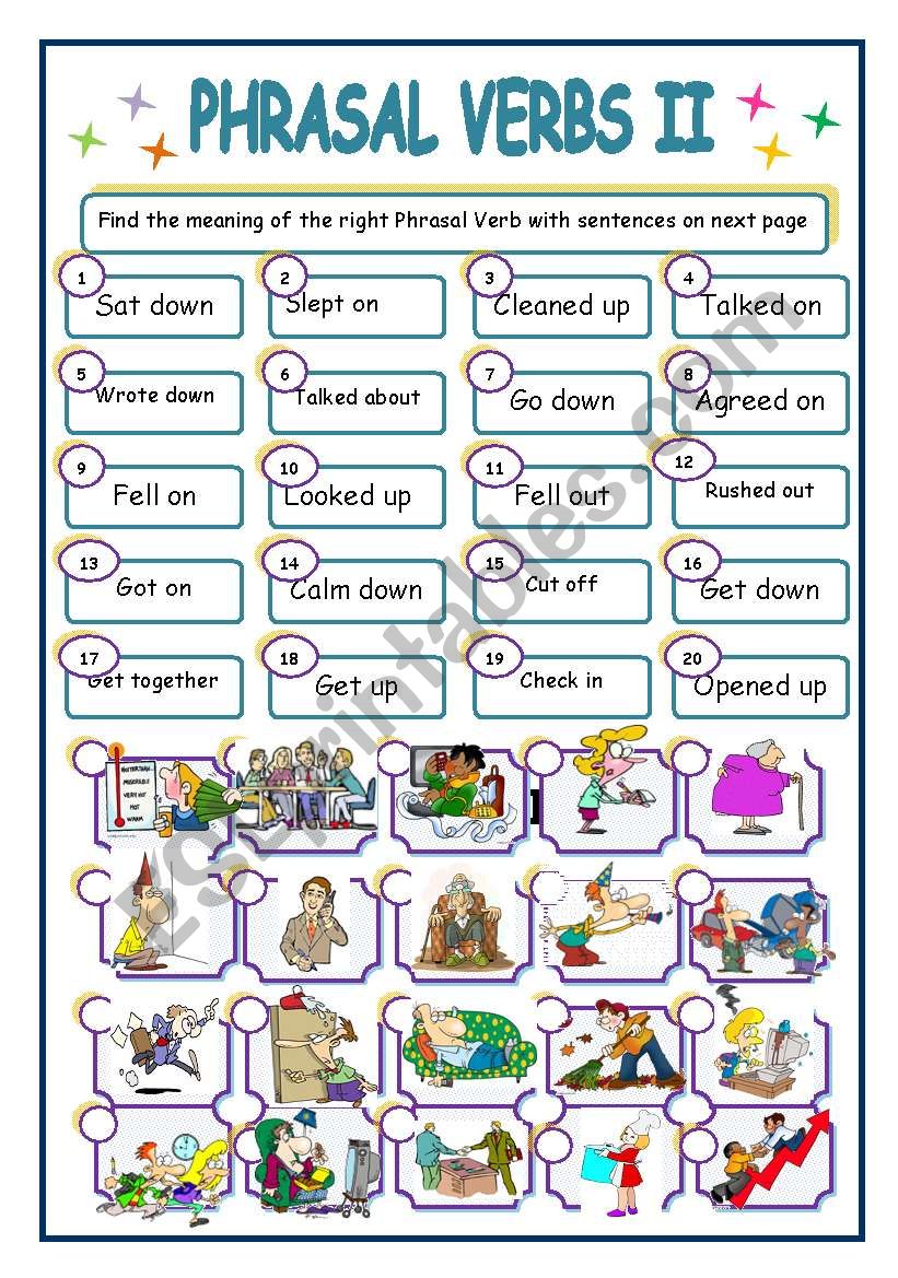 PHRASAL VERBS PART TWO ESL Worksheet By GIOVANNI