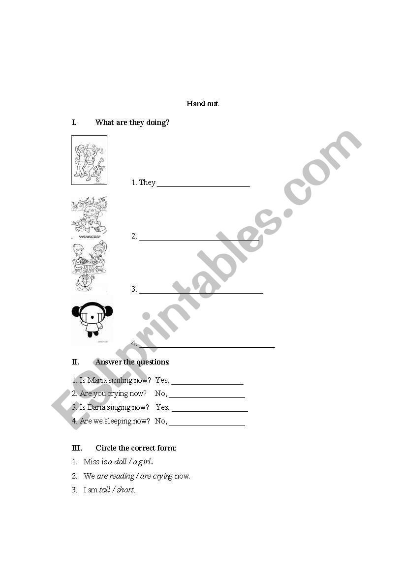 Present continuous worksheet