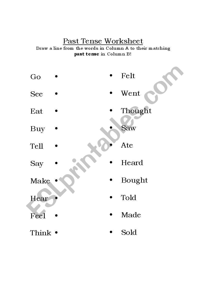 Past Tense Matching Worksheet!