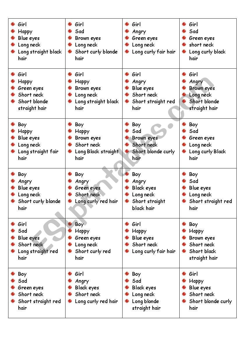 Describing and drawing worksheet