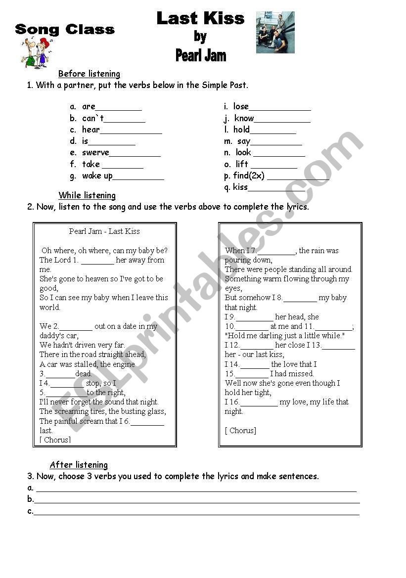 One Direction Last first kiss - ESL worksheet by yamila_i