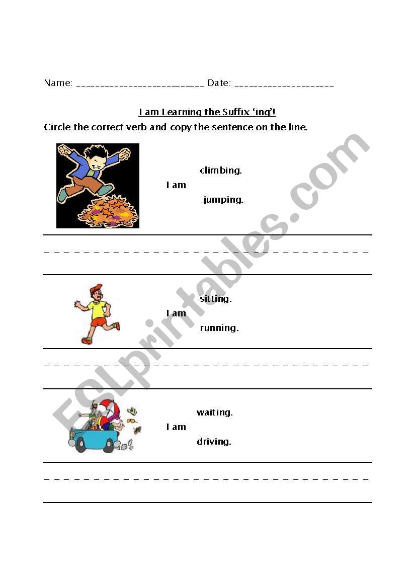 Suffix ing worksheet