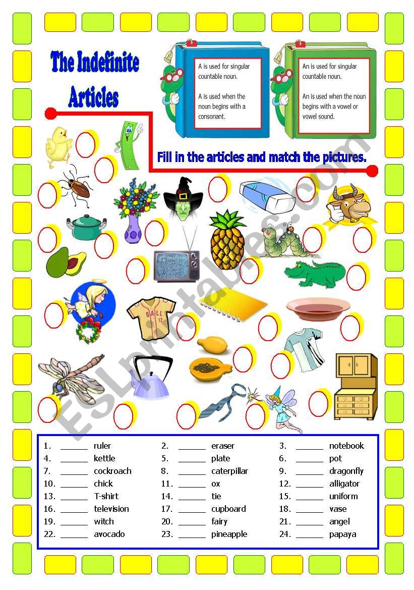 The Indefinite Articles worksheet