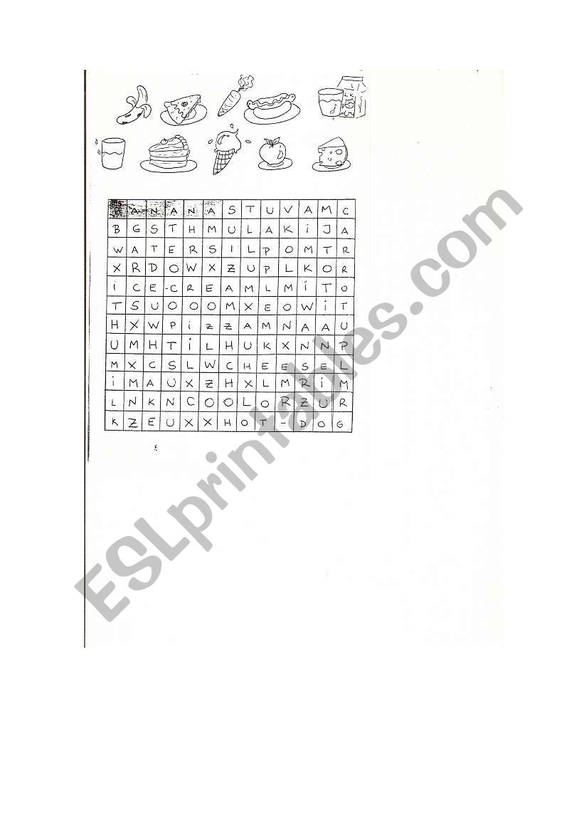 food crossword worksheet