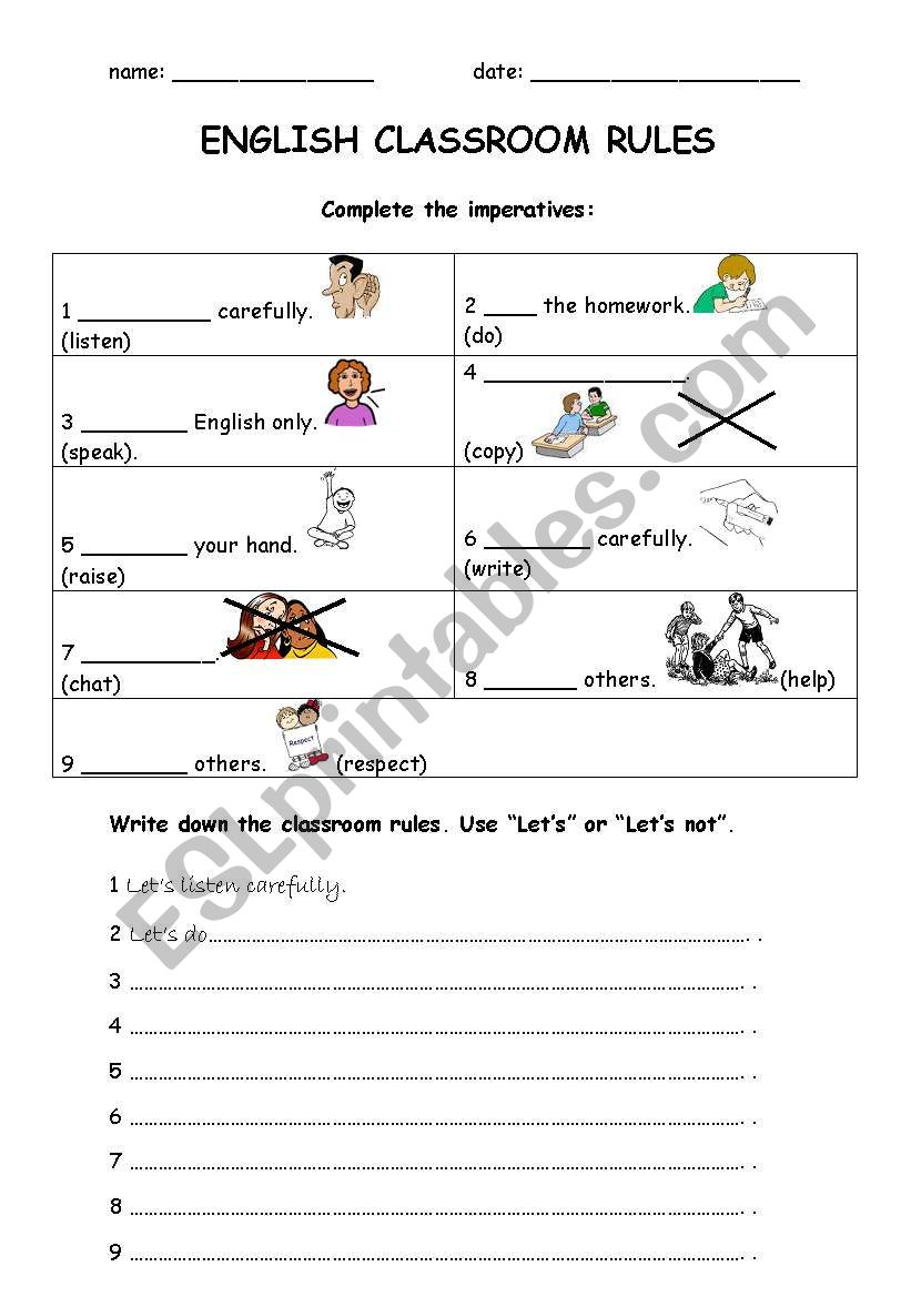 Imperatives worksheet