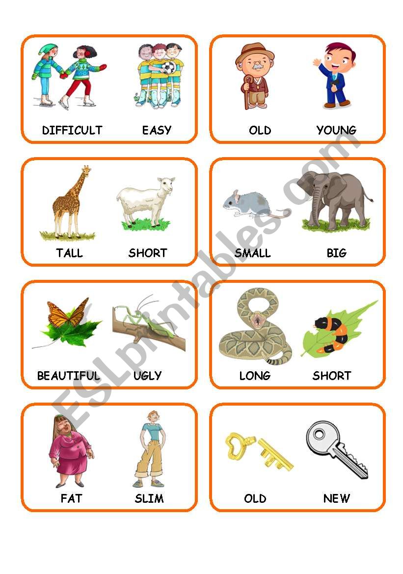 ADJECTIVES CARDS 1/2 worksheet