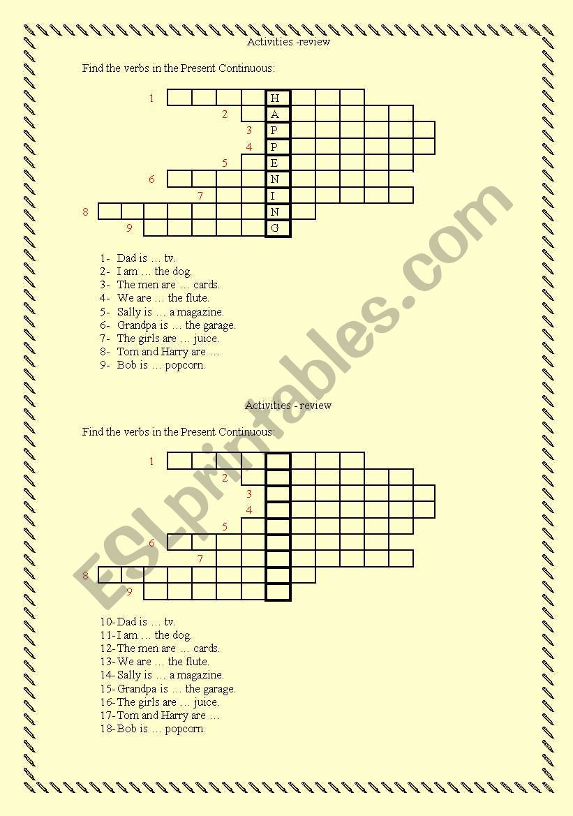 Present Continuous Tense worksheet