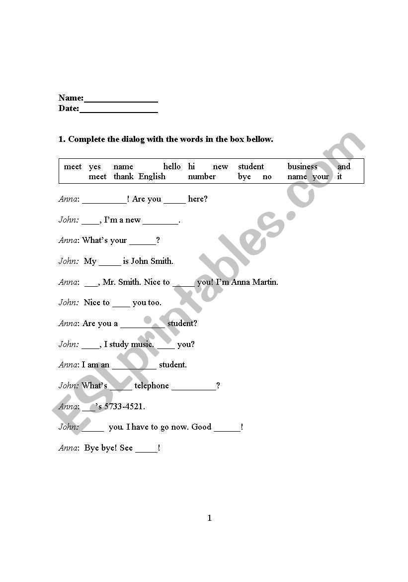 Are you new here? worksheet