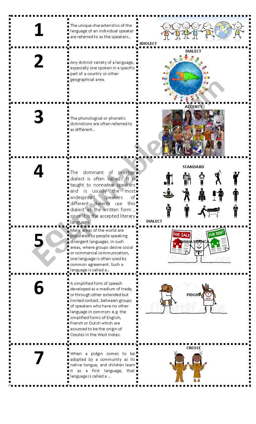 Language Variation worksheet