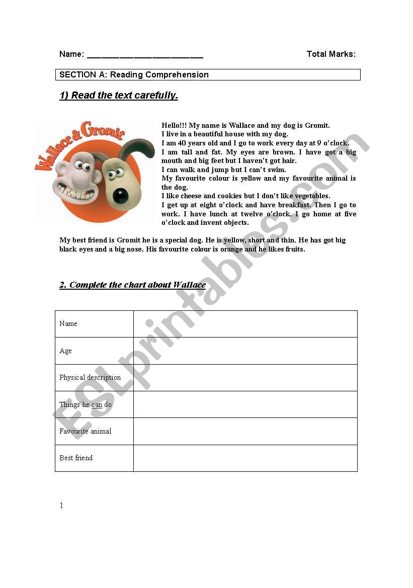Wallace and Gromit -  2 pages worksheet