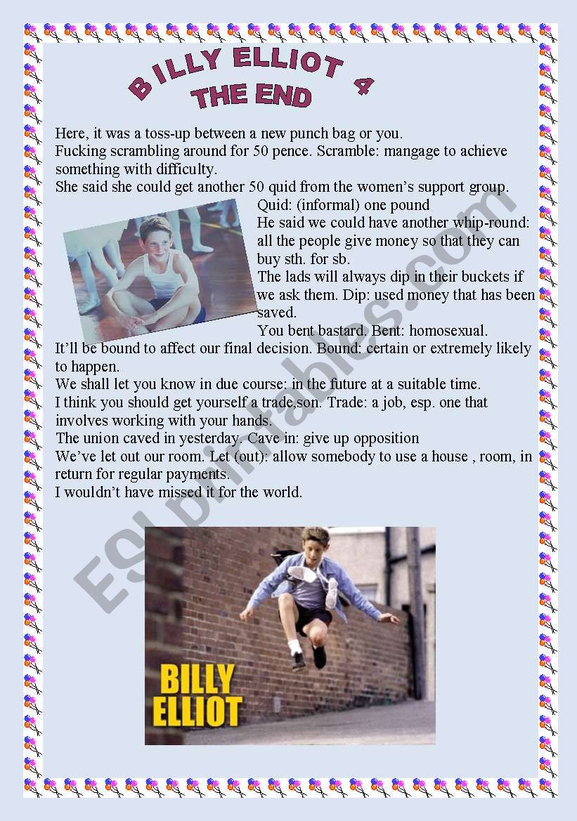 Billy Elliot (4/4) worksheet