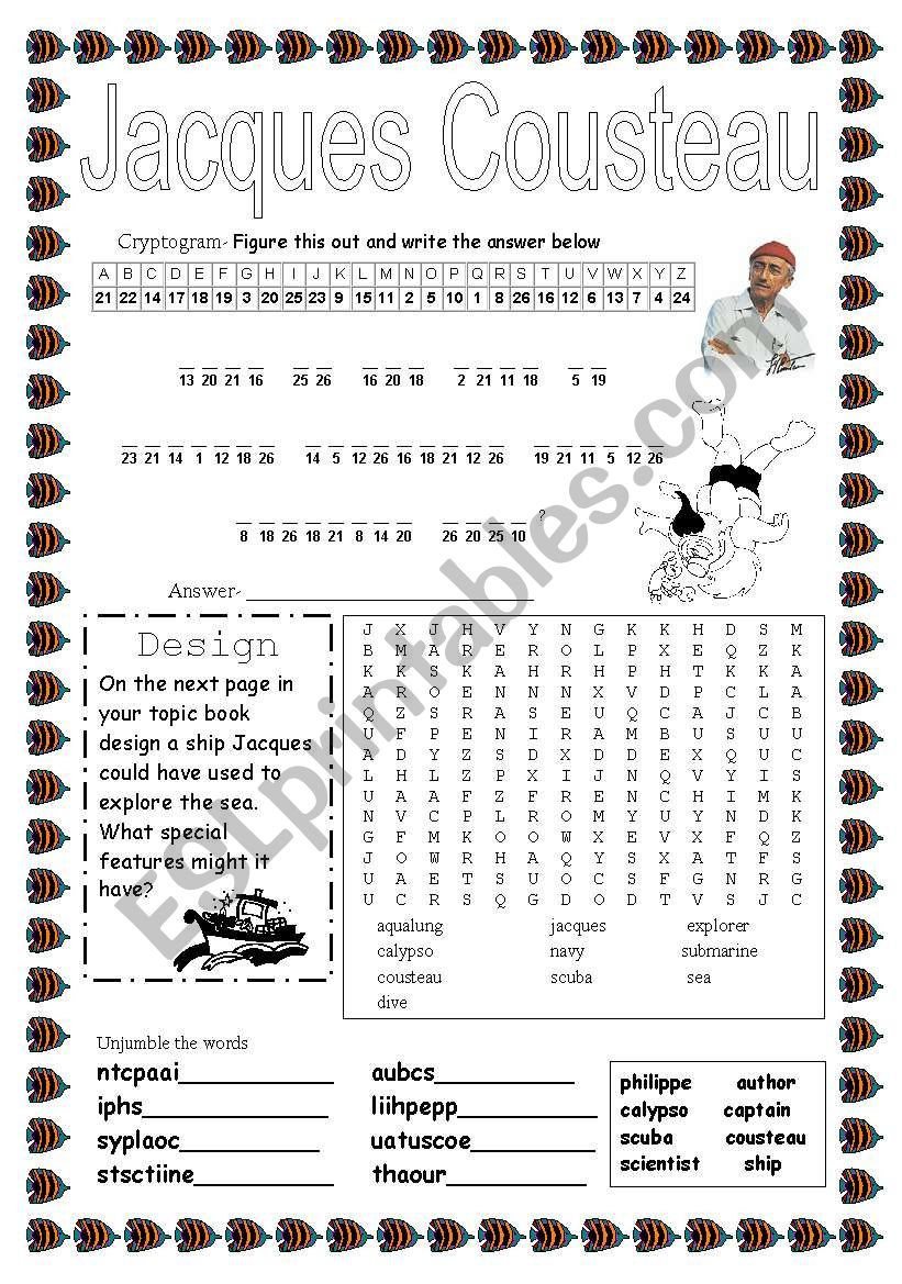 Jacques Cousteau  worksheet