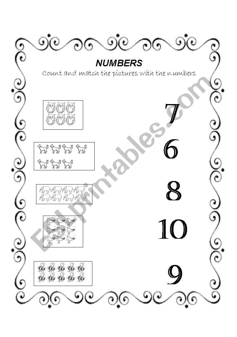 Numbers from 6 to 10 worksheet