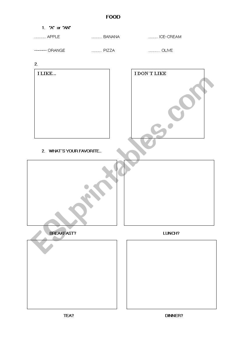 FOOD AND MEALS worksheet